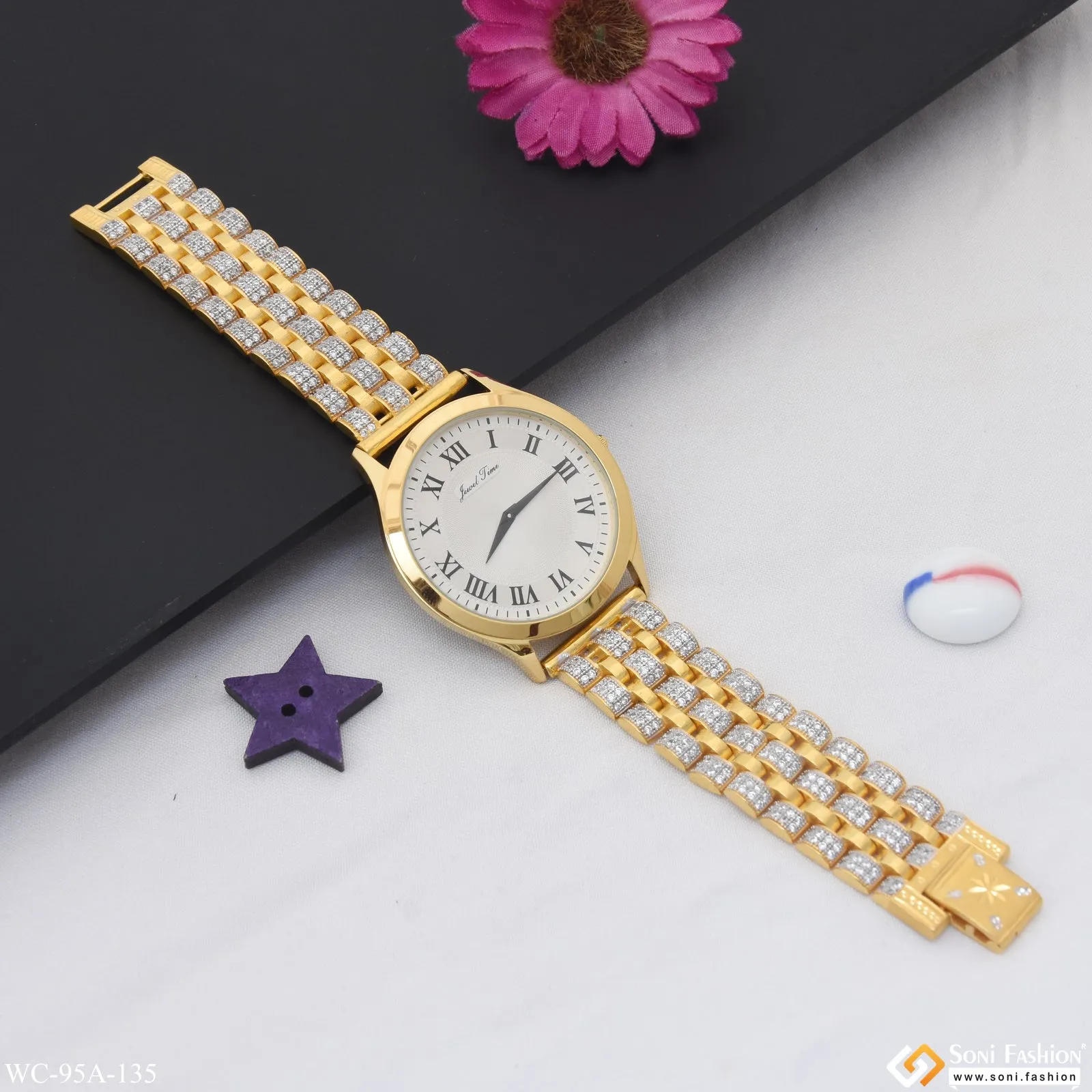 1 Gram Gold Plated Best Quality Durable Design Watch for Men - Style A135