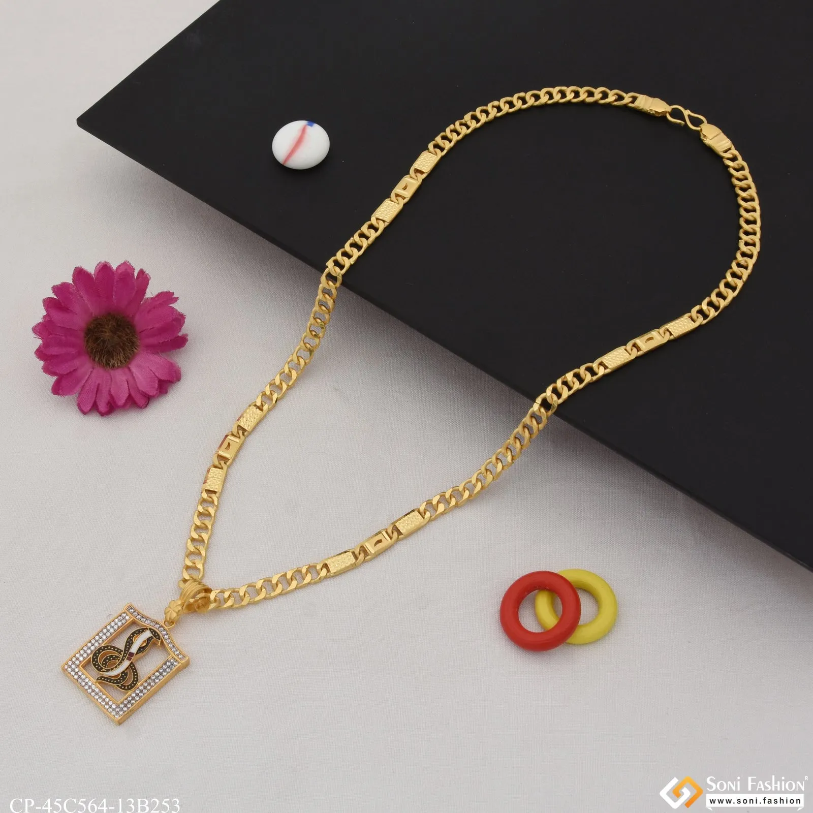 1 Gram Gold Plated Goga Maharaj Antique Design Chain Pendant Combo (CP-C564-B253)