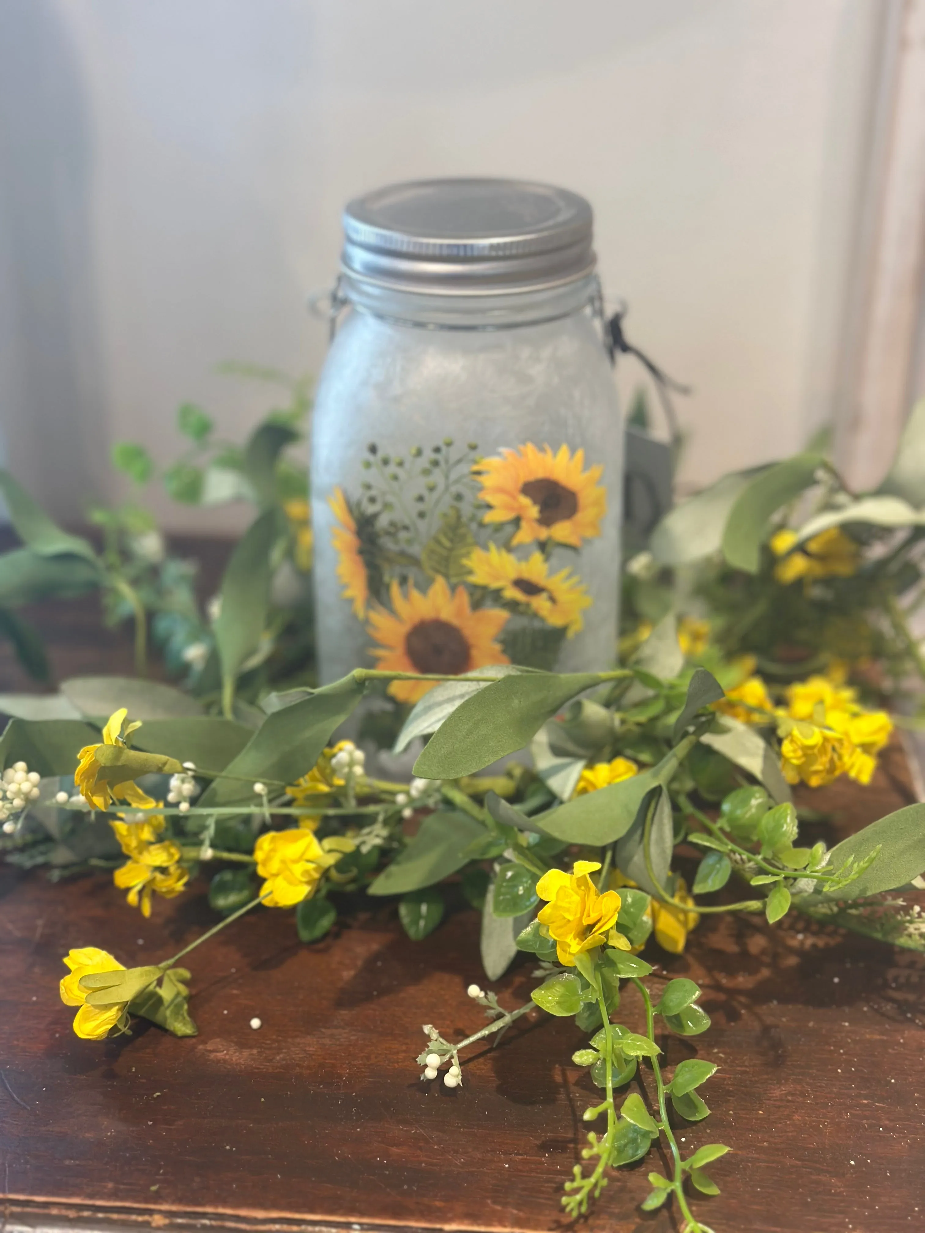 12" Mini Sunflower & Fern Candle Ring