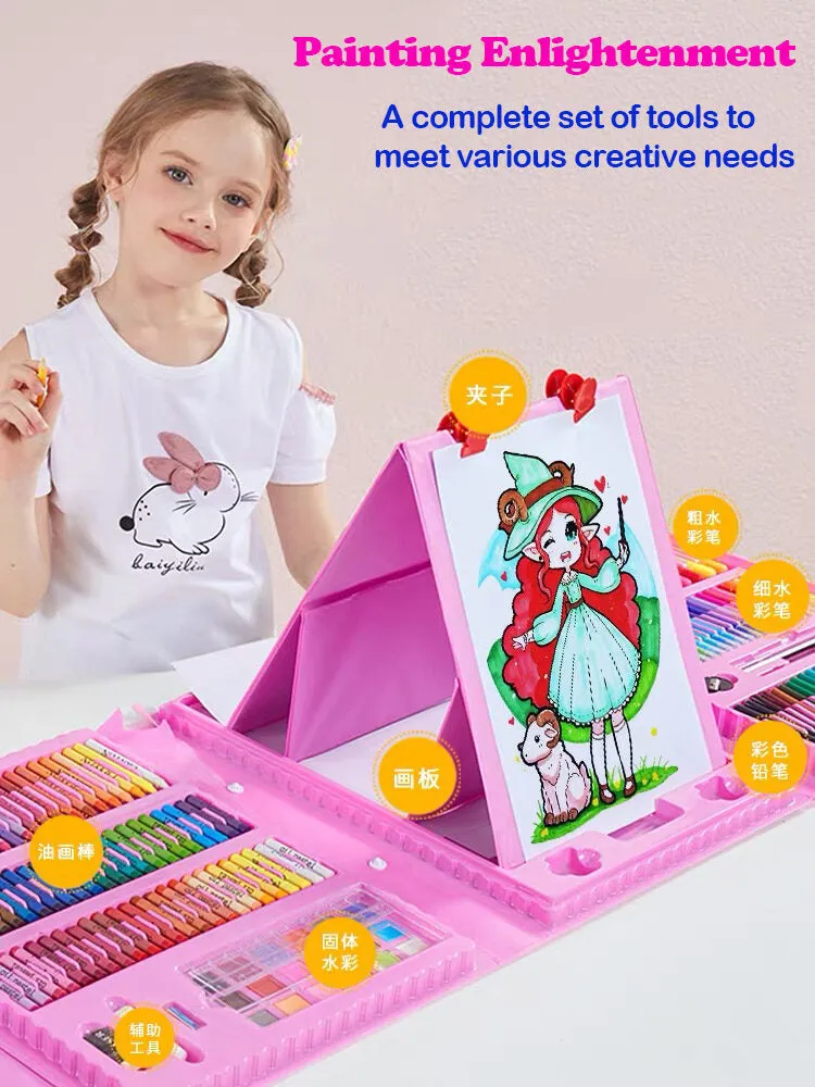 208pcs/168pcs/150pcs Kid Art Set Color Pencil Marker Drawing Painting Water Crayon Goodie Bag Stationery Children Gifts