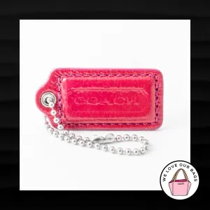 2" Medium COACH PINK SILVER LEATHER KEY FOB BAG CHARM KEYCHAIN HANGTAG TAG