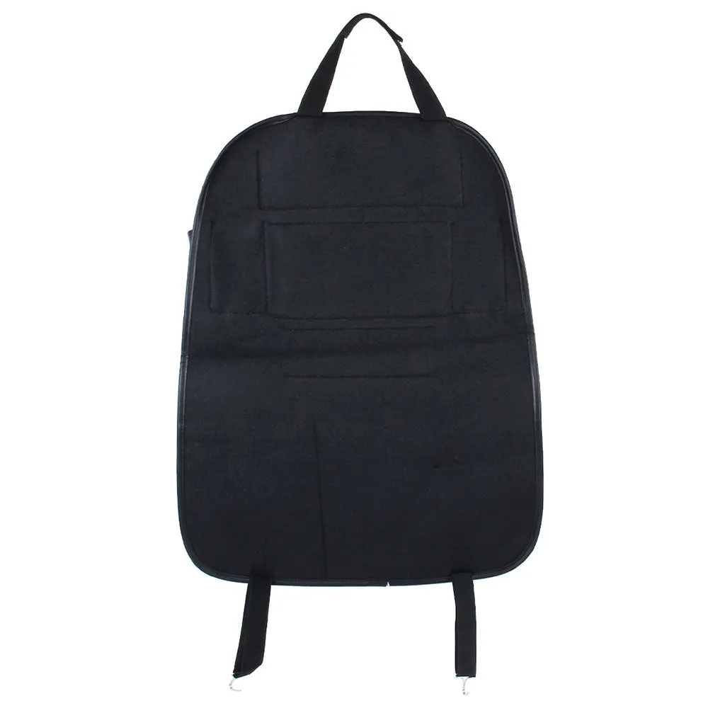 (62x48cm) Car Leather Seat Storage Hanging Bag Organizer Back Seat Bag Backrest Protection - Black