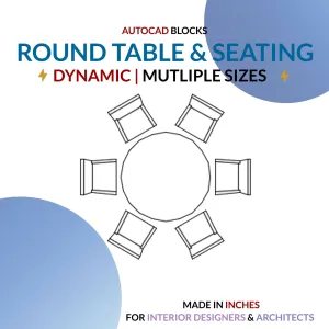 Autocad Dynamic Block | Round Tables with Seating Options | For Interior Designers