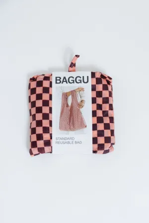 Baggu Standard Reusable Bag Pink Brown Check