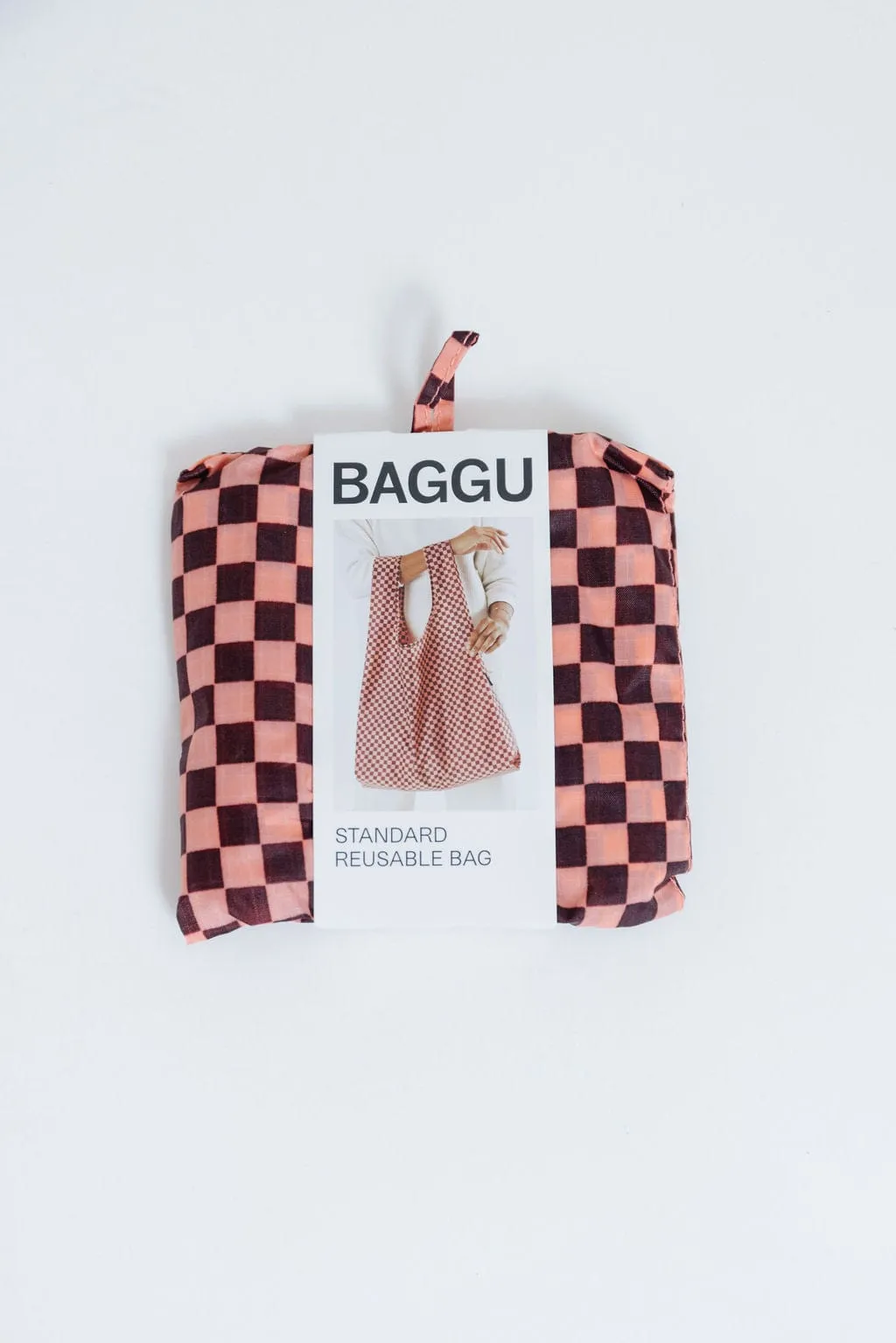 Baggu Standard Reusable Bag Pink Brown Check