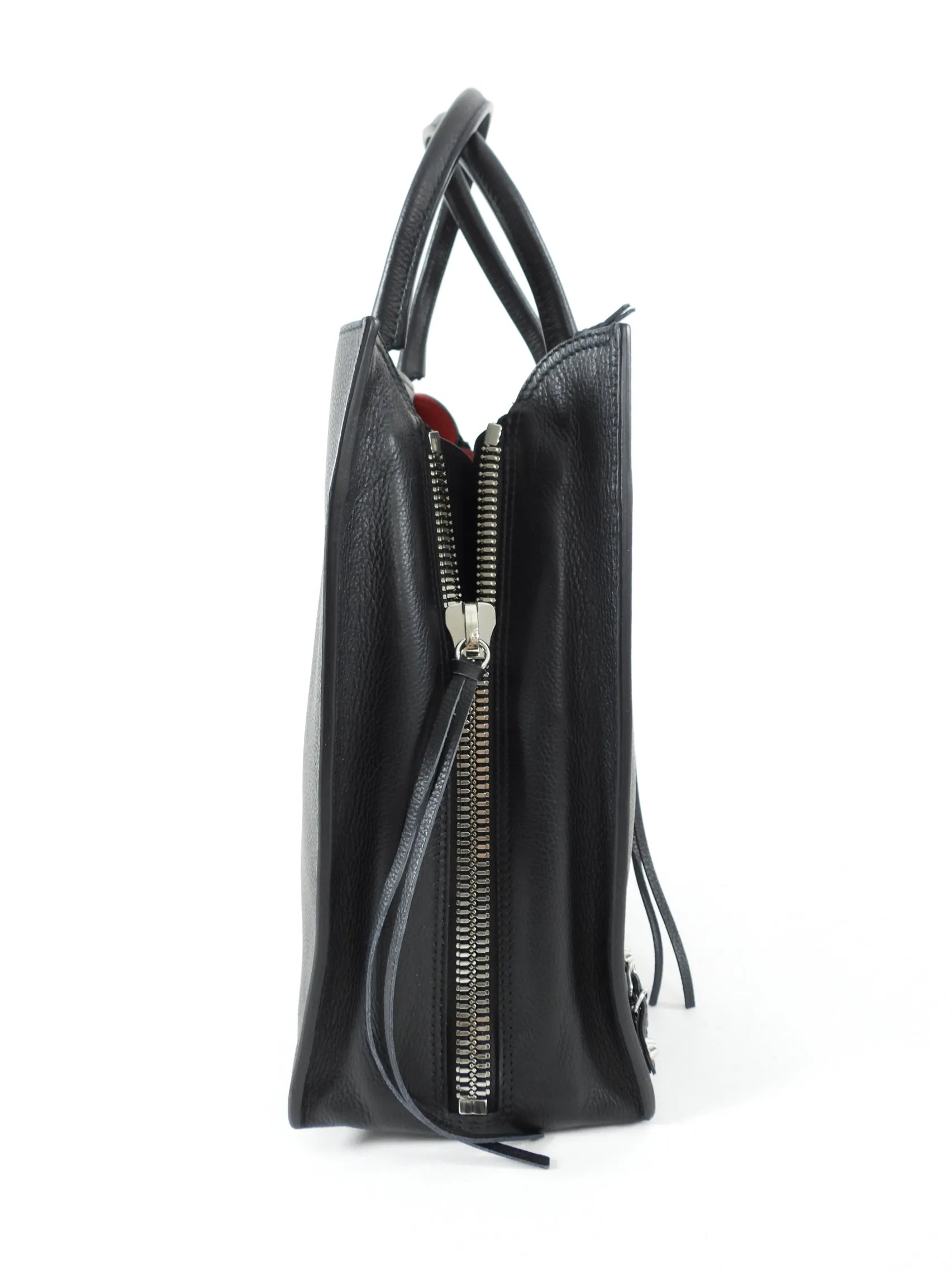 Balenciaga Black and Red Papier A5 Zip Around Tote Bag