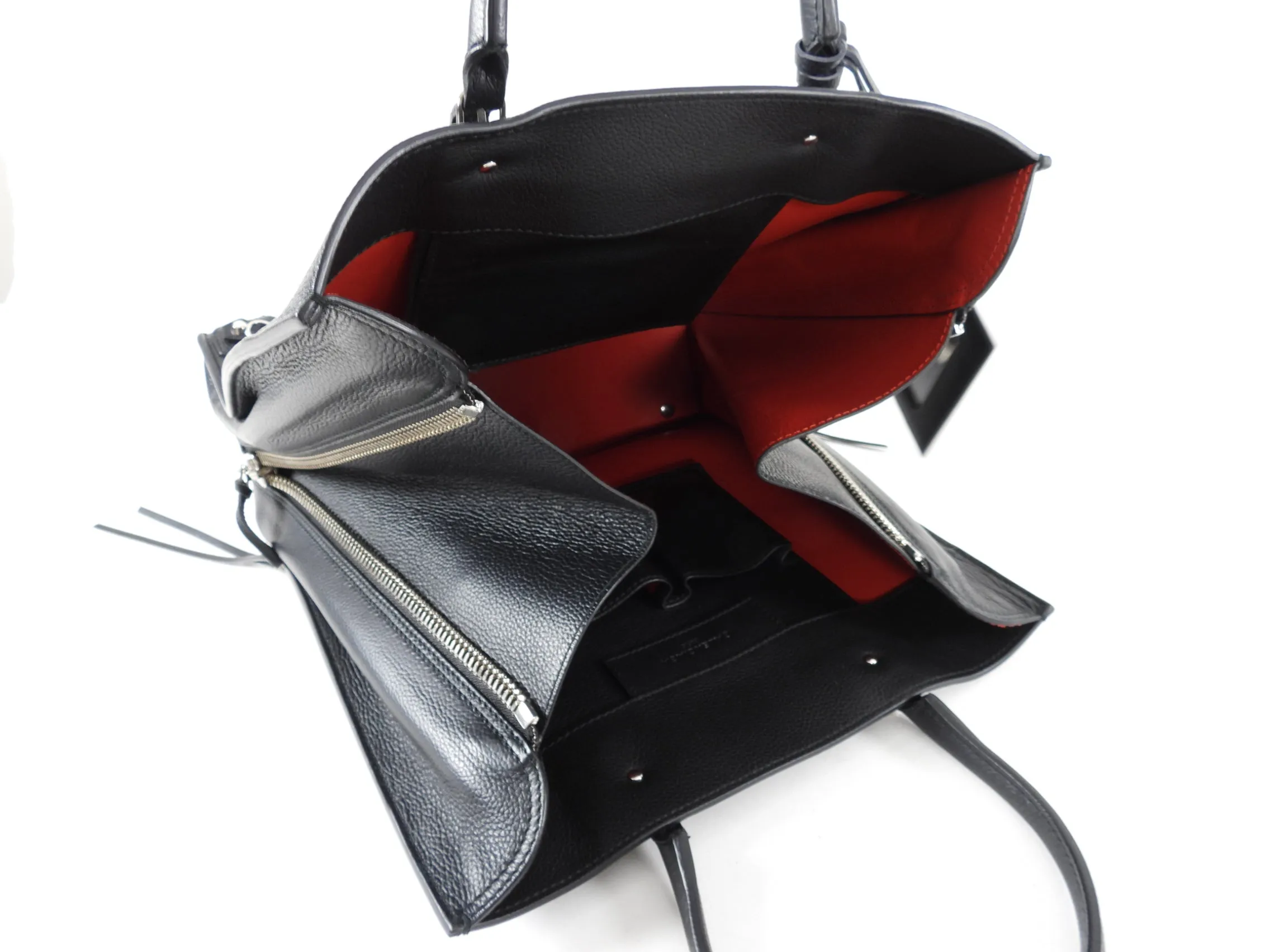 Balenciaga Black and Red Papier A5 Zip Around Tote Bag