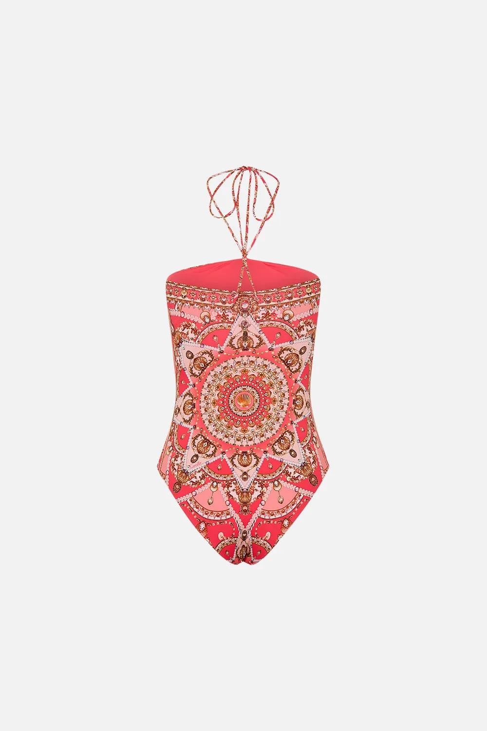 BANDEAU ONE PIECE WITH HALTER TIE SHELL GAMES