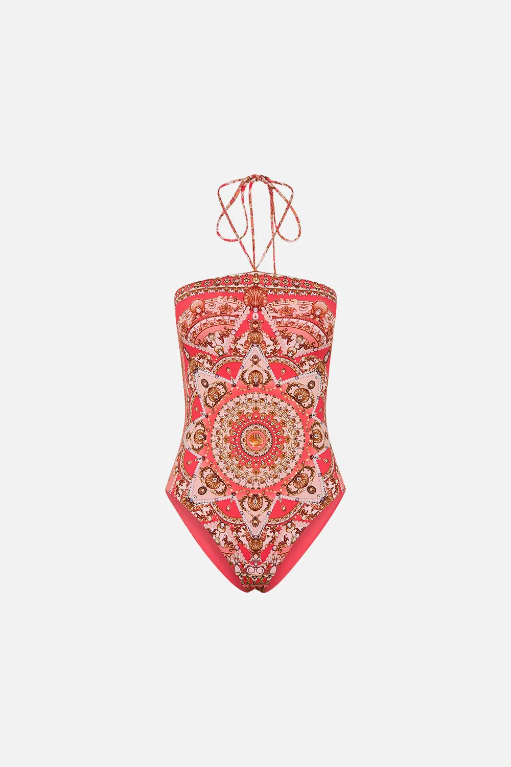 BANDEAU ONE PIECE WITH HALTER TIE SHELL GAMES