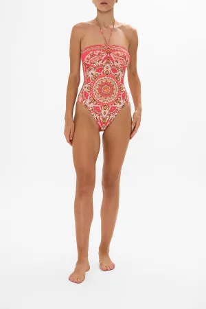 BANDEAU ONE PIECE WITH HALTER TIE SHELL GAMES