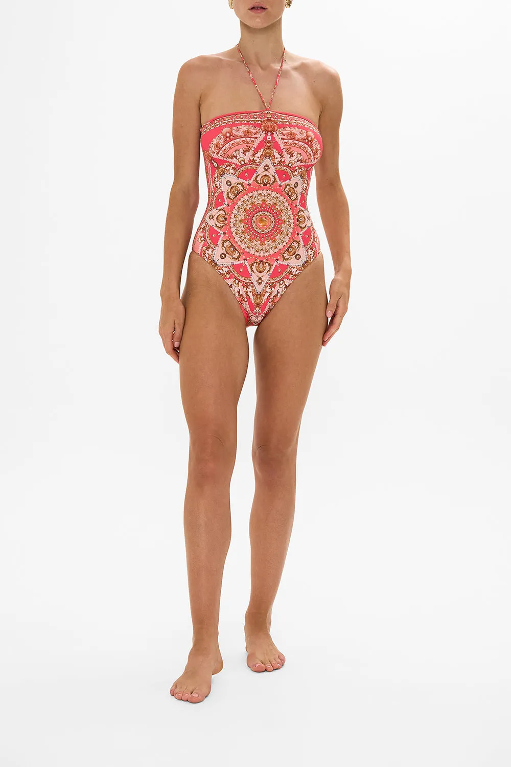 BANDEAU ONE PIECE WITH HALTER TIE SHELL GAMES