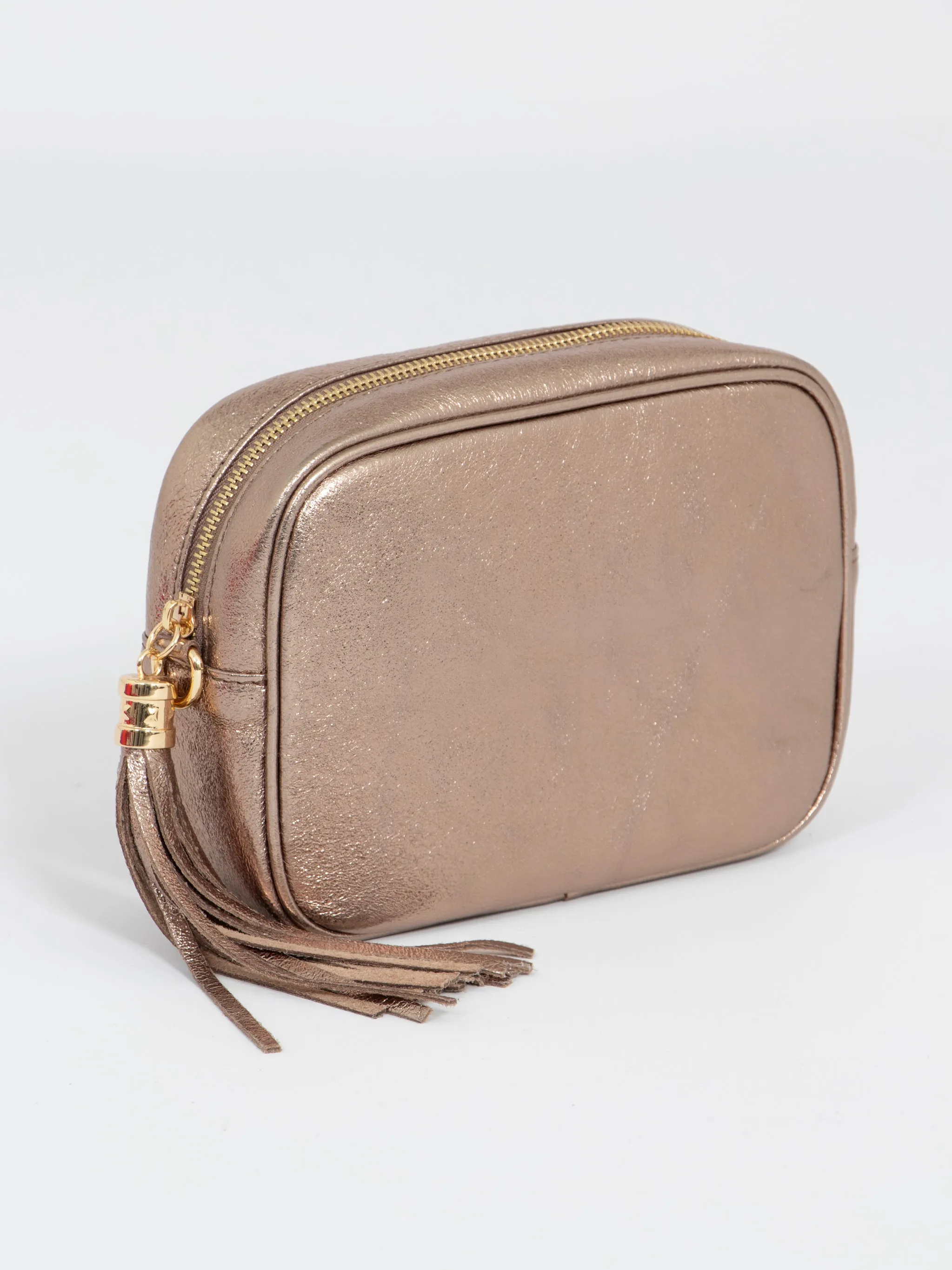 Beau - Italian Leather Crossbody Bag - Champagne, Metallic