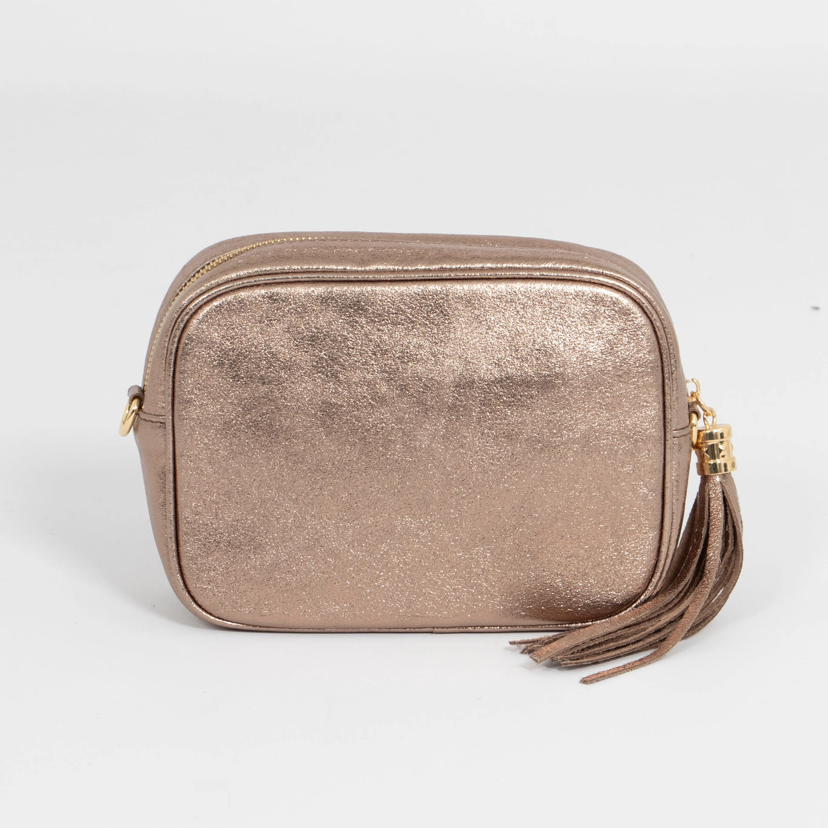 Beau - Italian Leather Crossbody Bag - Champagne, Metallic