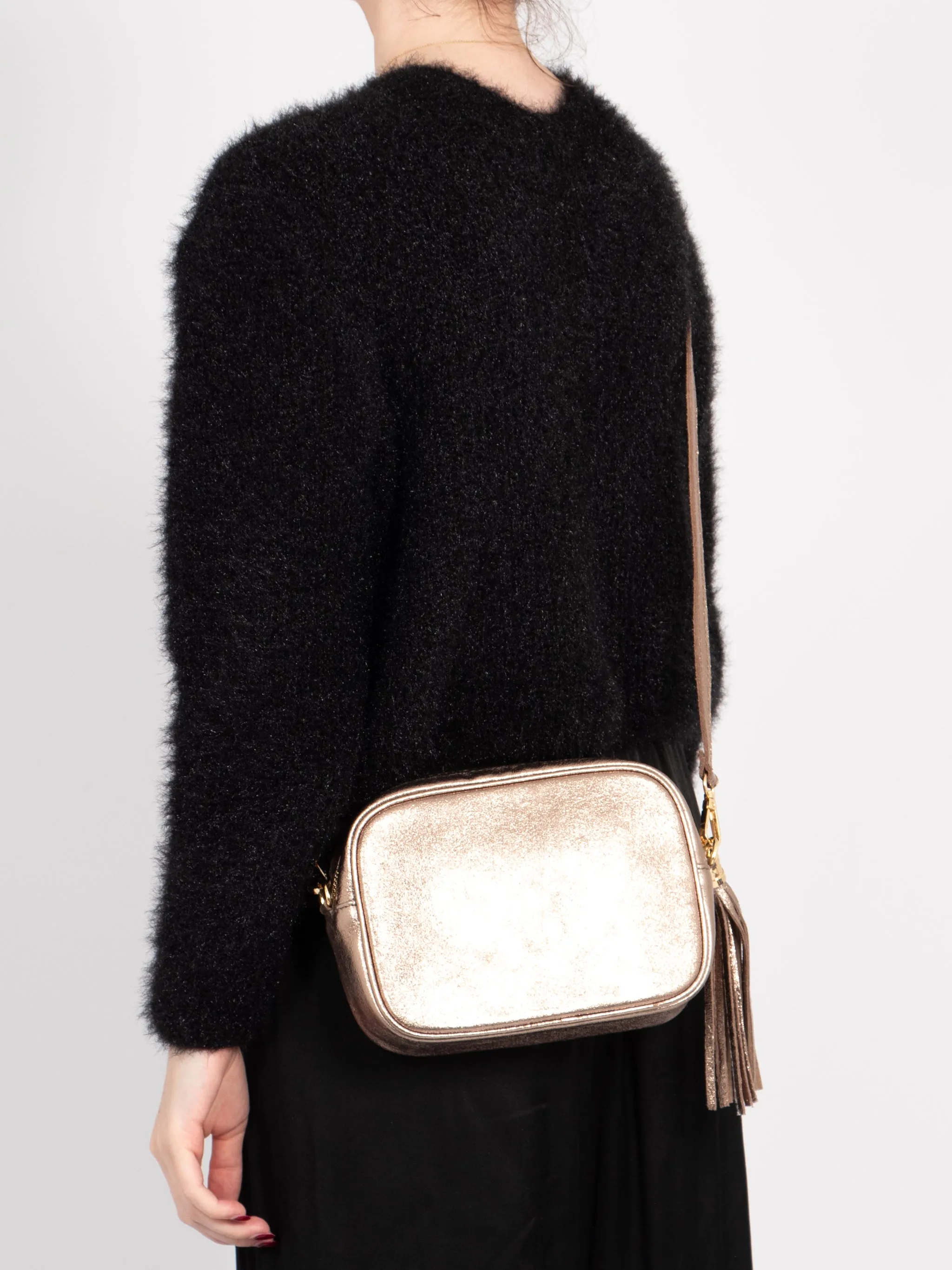 Beau - Italian Leather Crossbody Bag - Champagne, Metallic