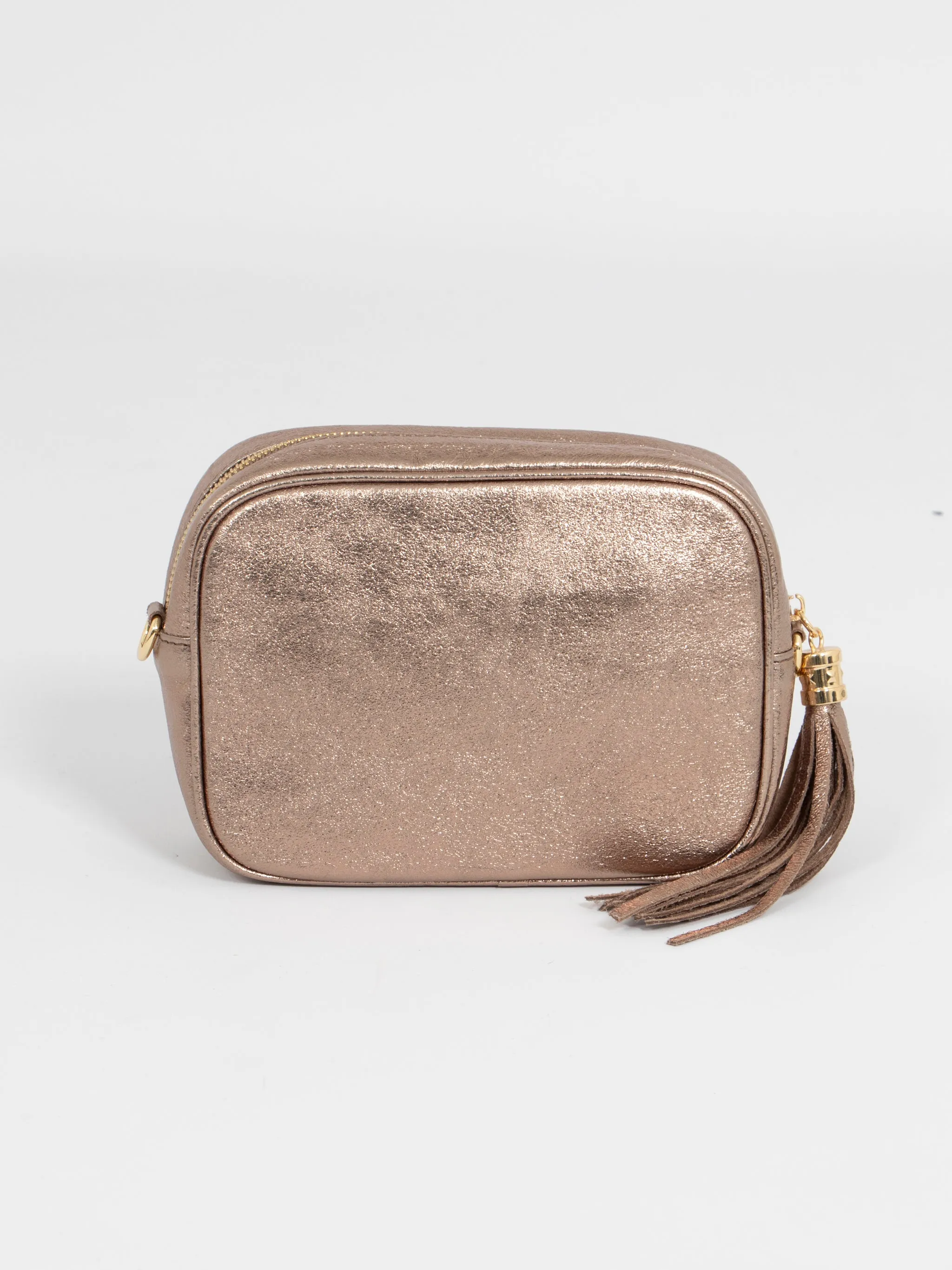 Beau - Italian Leather Crossbody Bag - Champagne, Metallic