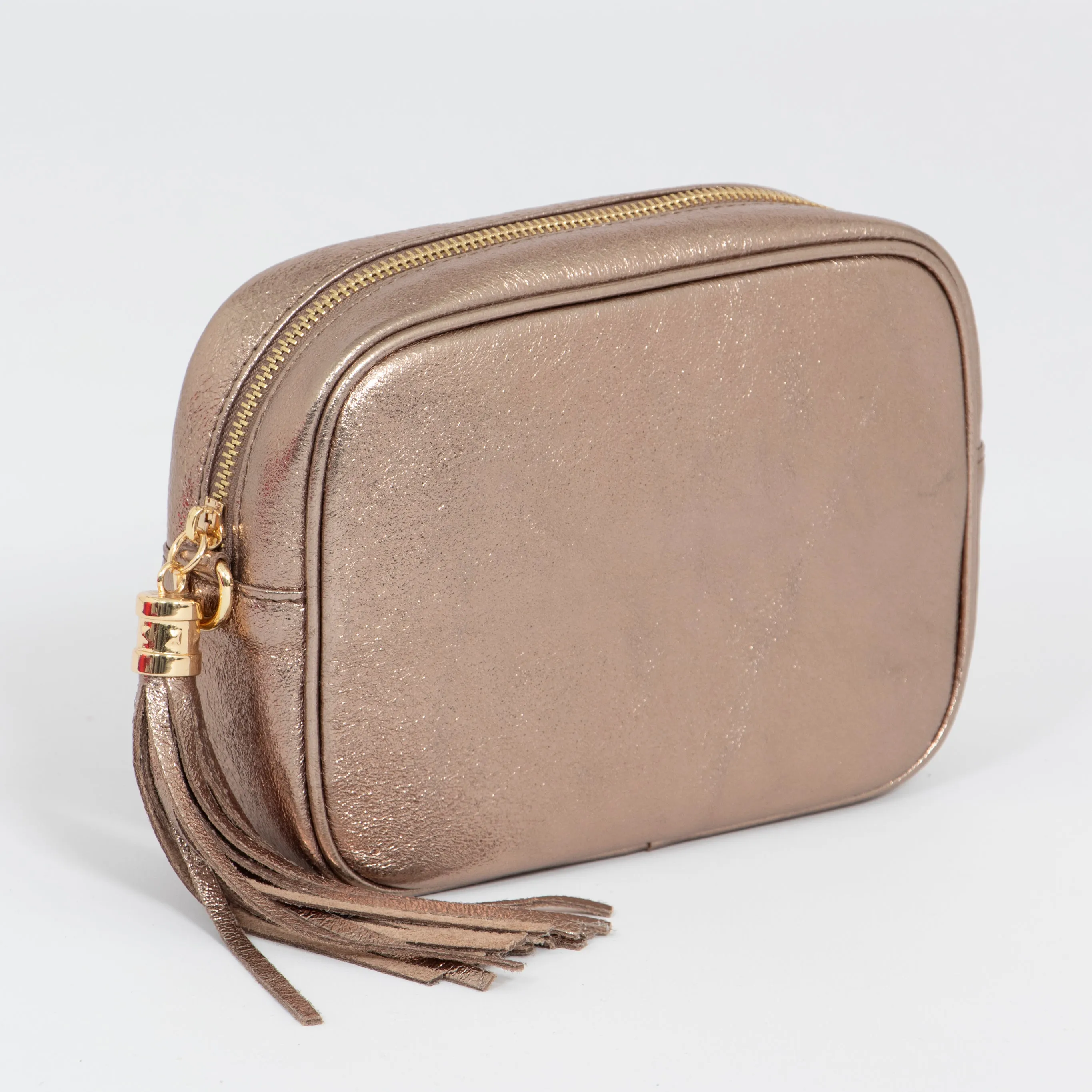 Beau - Italian Leather Crossbody Bag - Champagne, Metallic