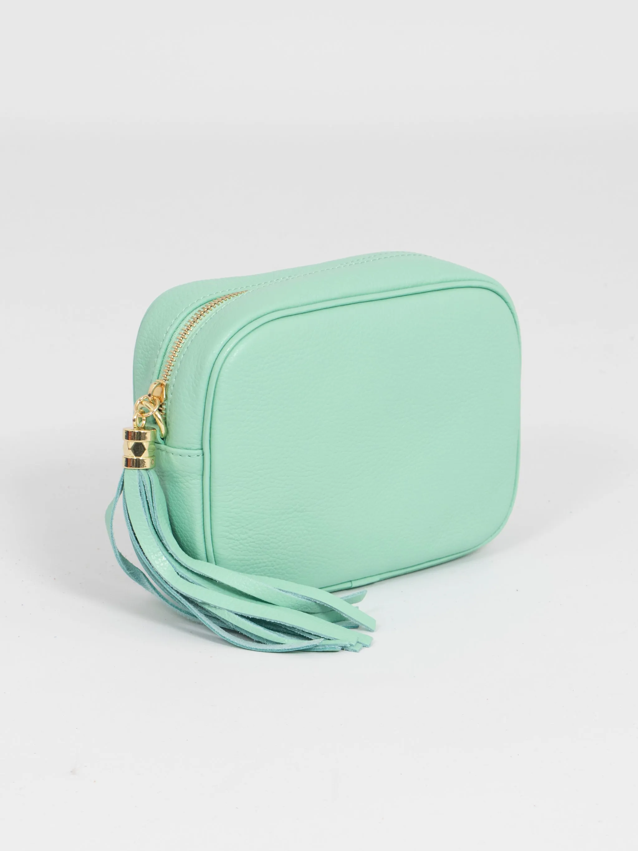 Beau - Italian Leather Crossbody Bag - Mint, Pebbled