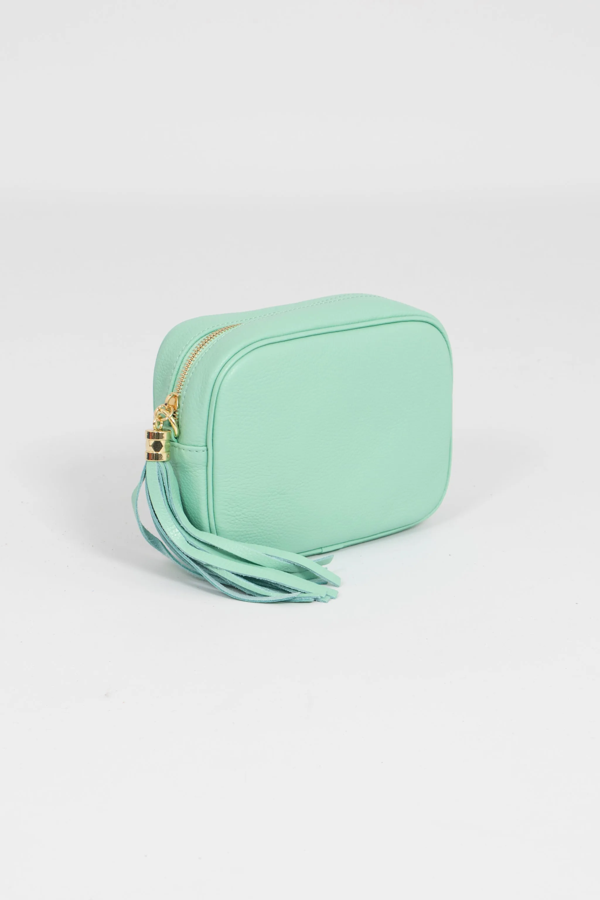 Beau - Italian Leather Crossbody Bag - Mint, Pebbled