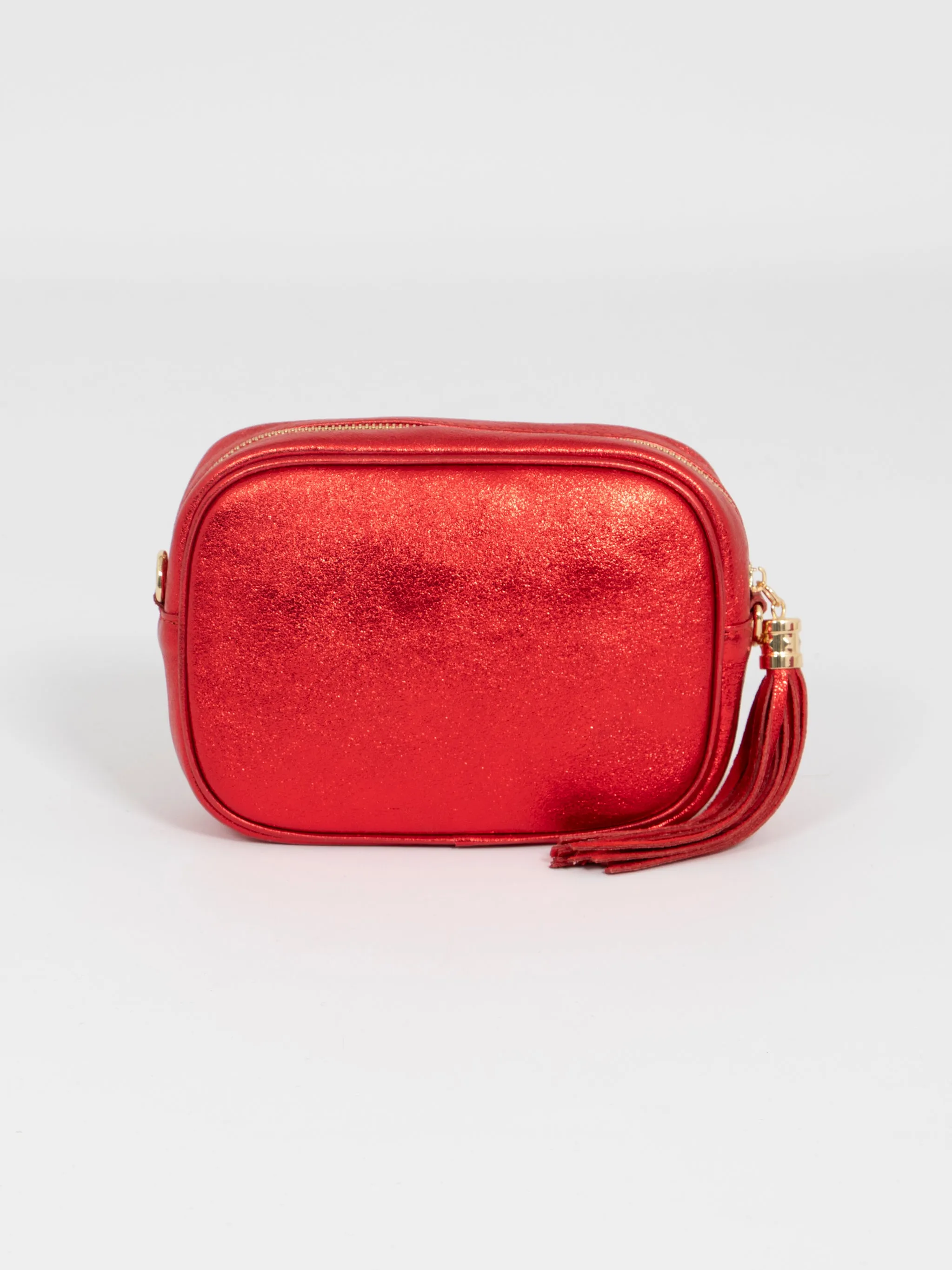Beau - Italian Leather Crossbody Bag - Scarlet, Metallic