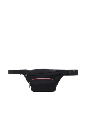 Black Waist Bag with Multiple Pockets
