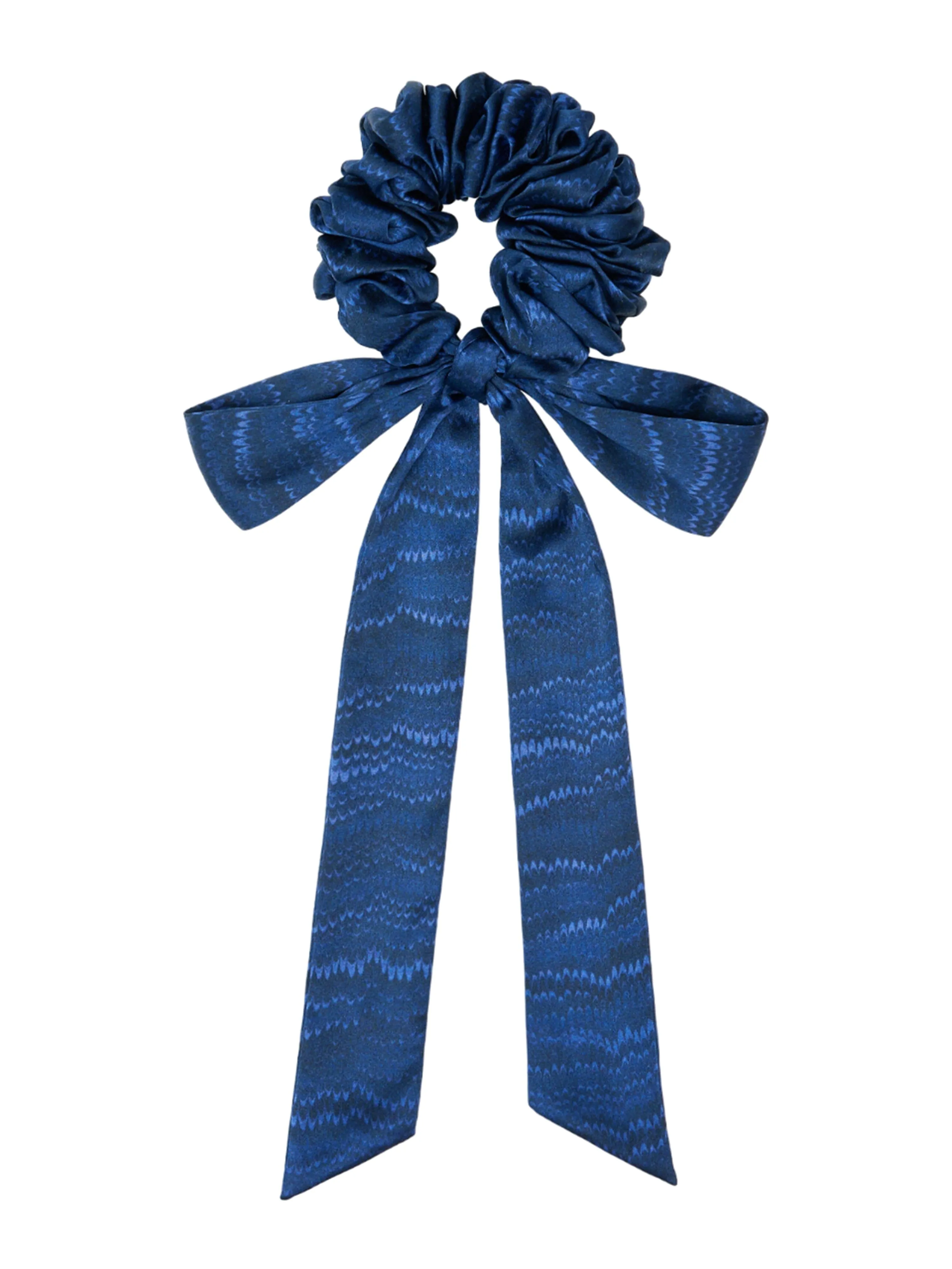 Bow Scrunchie in Navy Marbling