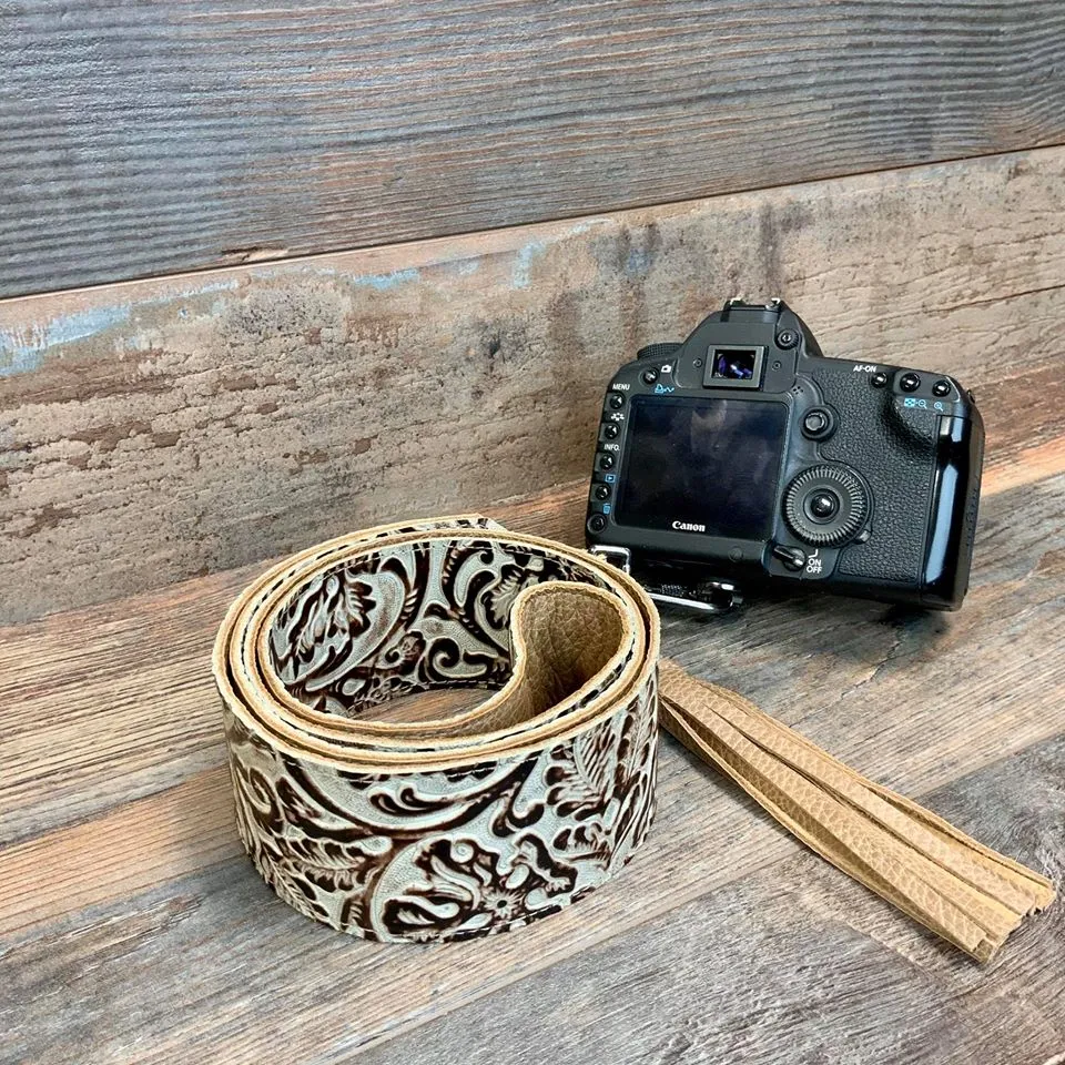 Camera Strap Sling Cream & Brown Floral