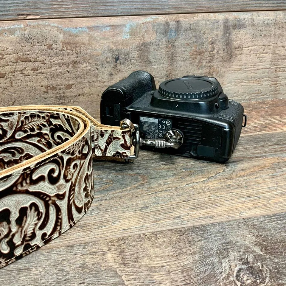 Camera Strap Sling Cream & Brown Floral