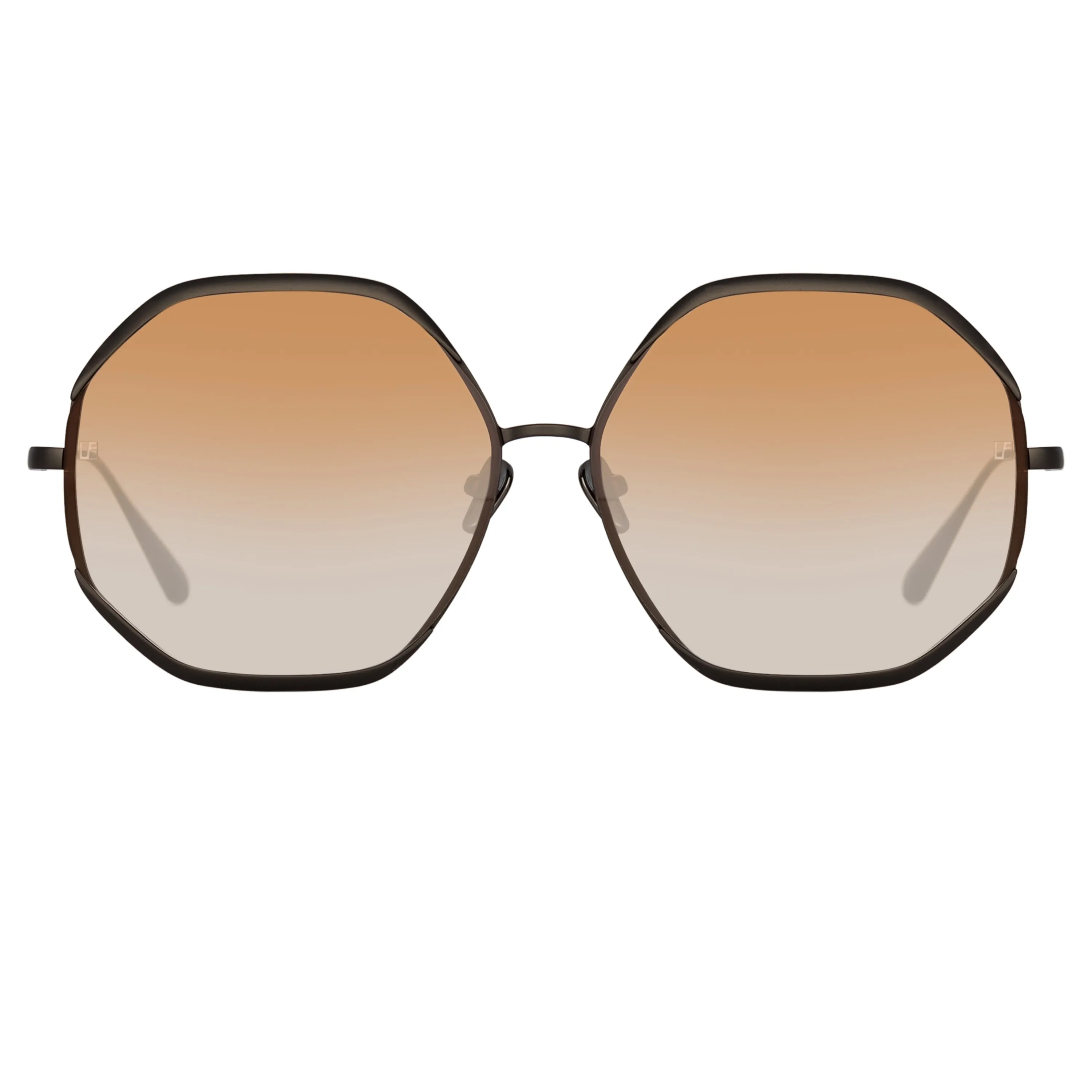 Camila Hexagon Sunglasses in Nickel and Camel