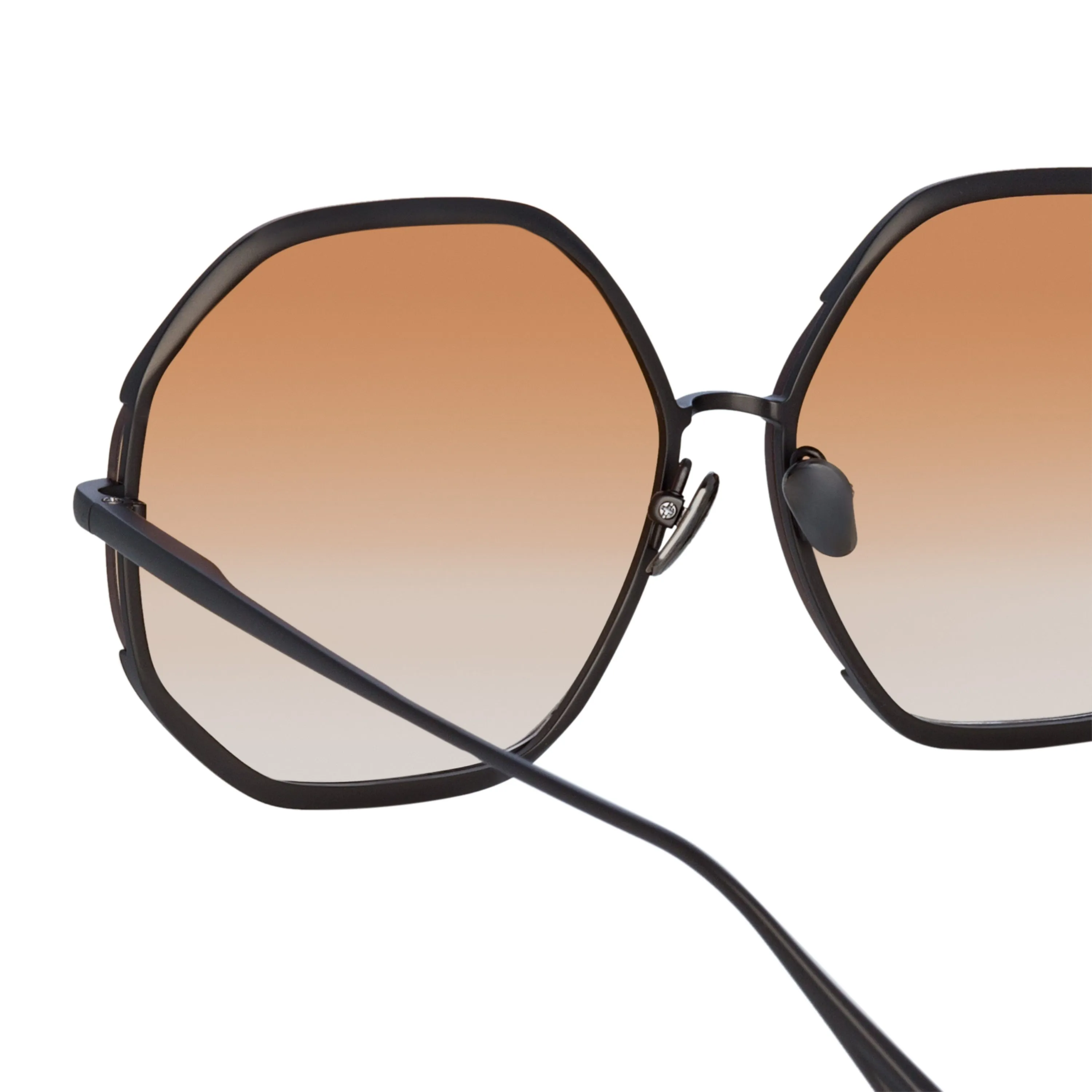 Camila Hexagon Sunglasses in Nickel and Camel