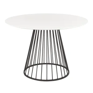 Canary Contemporary Dining Table in Black Metal and White Wood Top by LumiSource