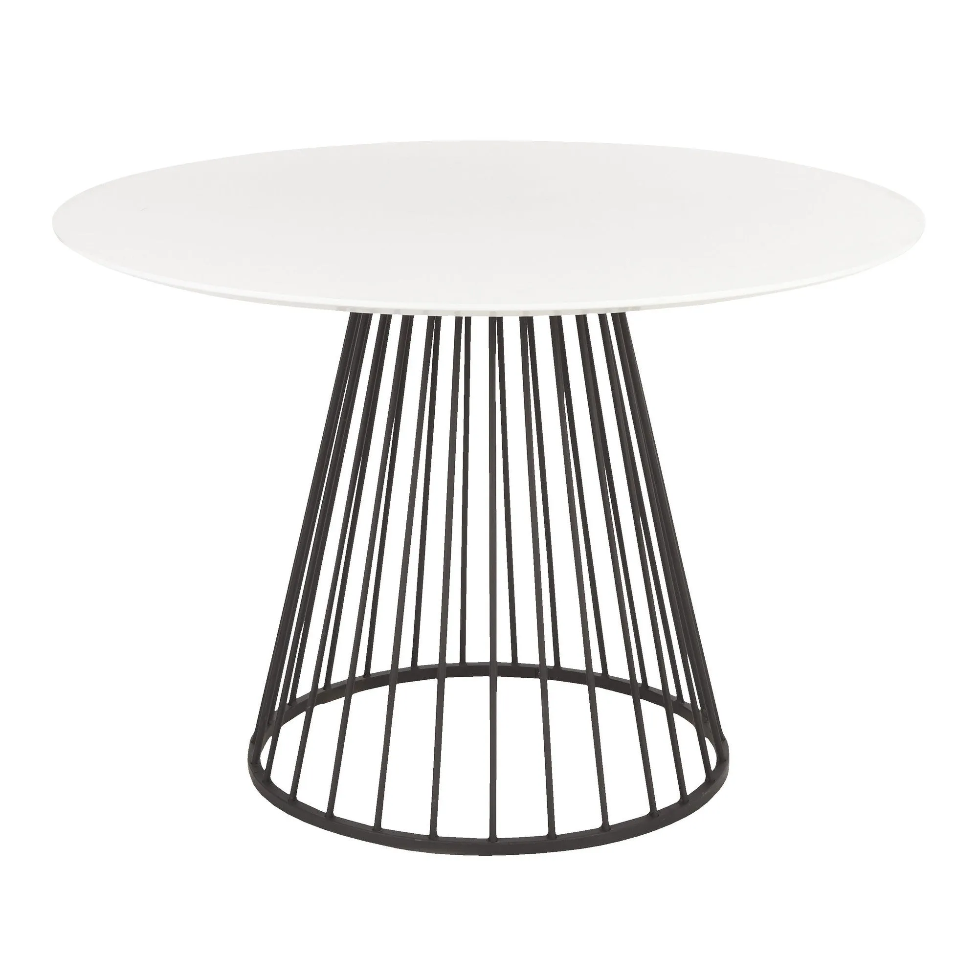 Canary Contemporary Dining Table in Black Metal and White Wood Top by LumiSource