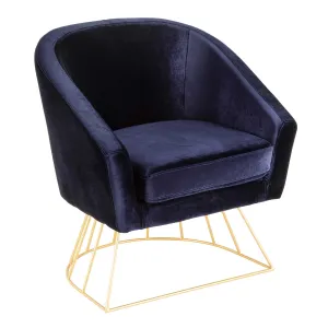 Canary Contemporary-Glam Tub Chair in Gold Metal and Royal Blue Velvet by LumiSource