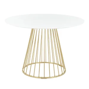 Canary Contemporary/Glam Dining Table in Gold Metal and White Top by LumiSource