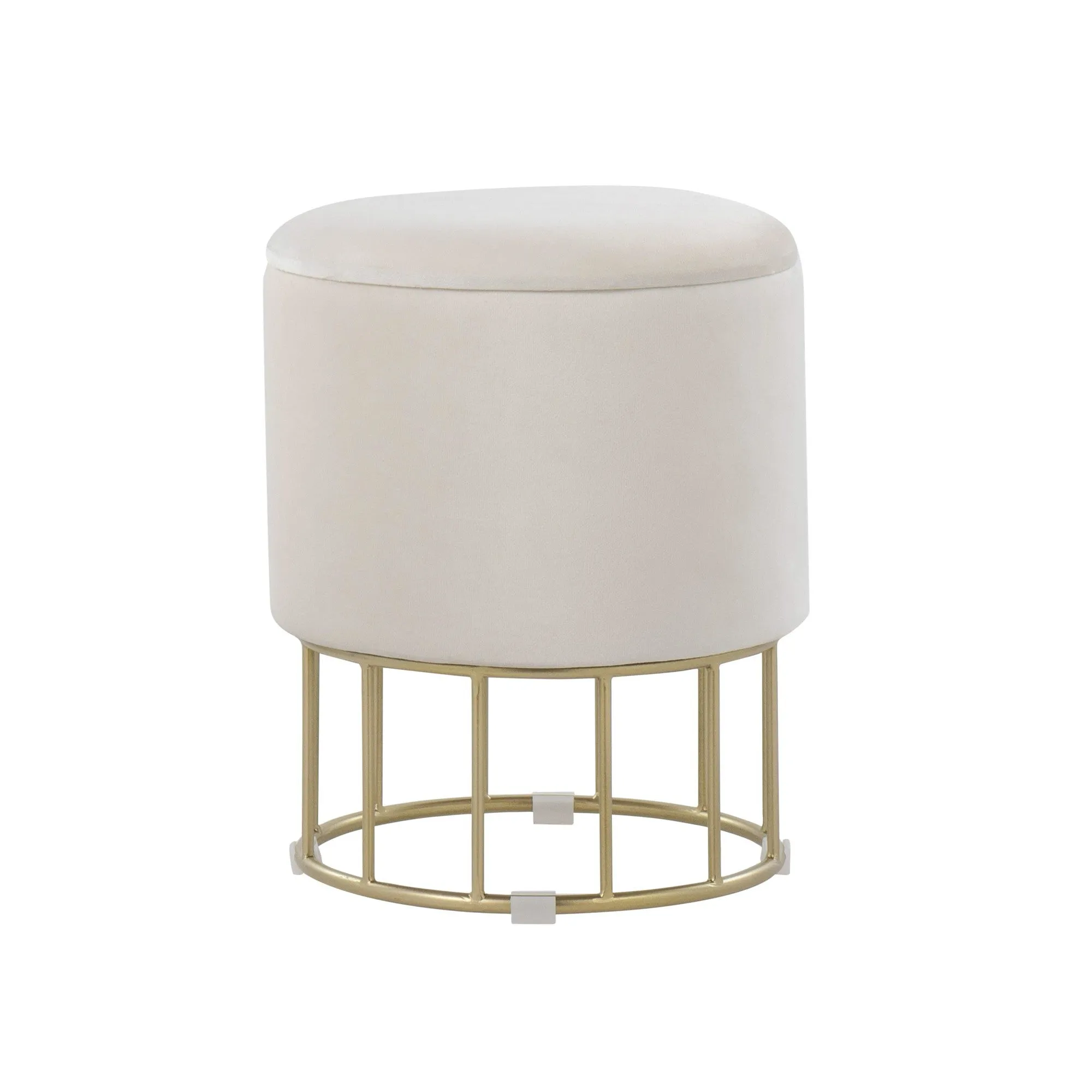 Canary Contemporary/Glam Ottoman in Gold Steel and Cream Velvet by LumiSource