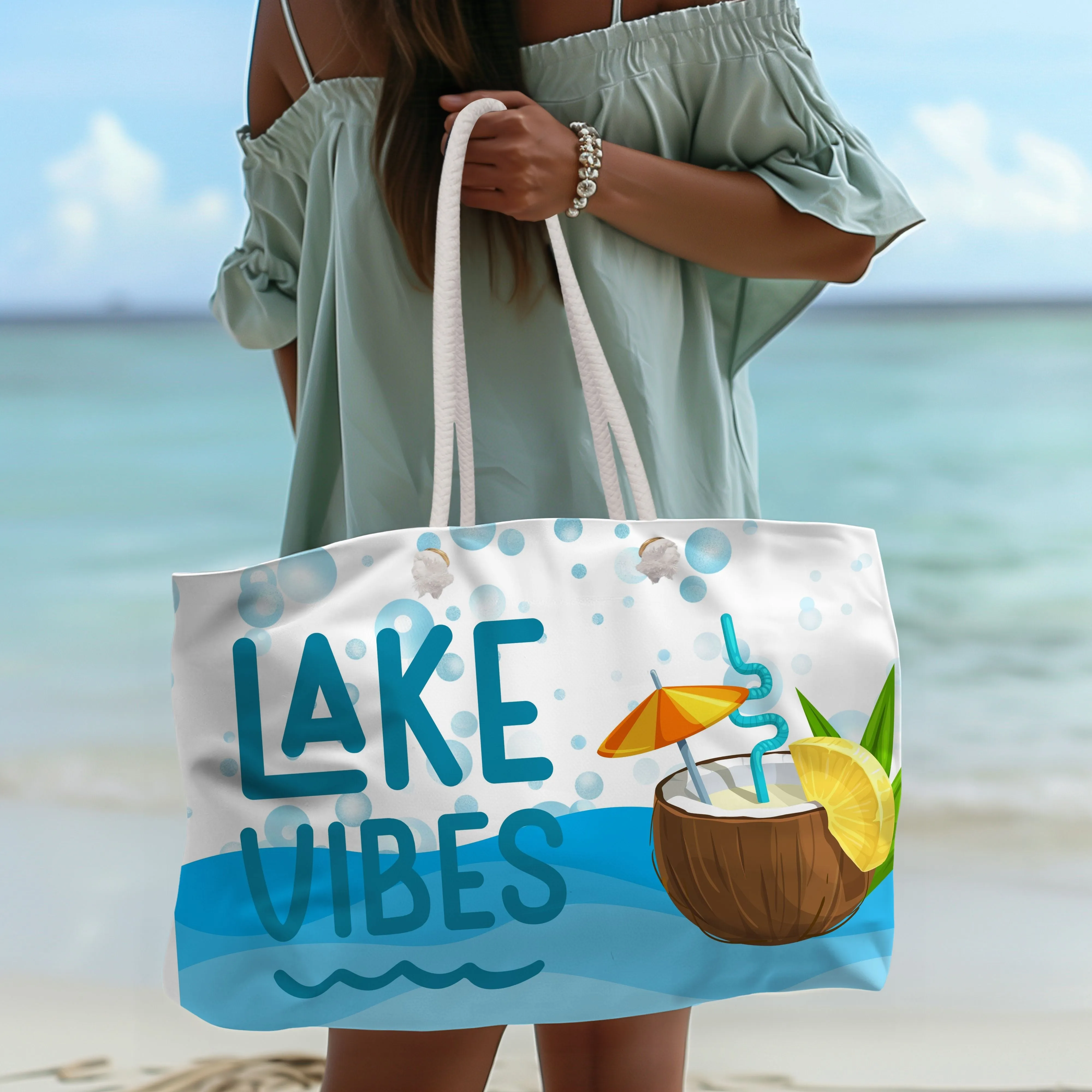 Canvas Weekender Tote Bag - Lake Vibes