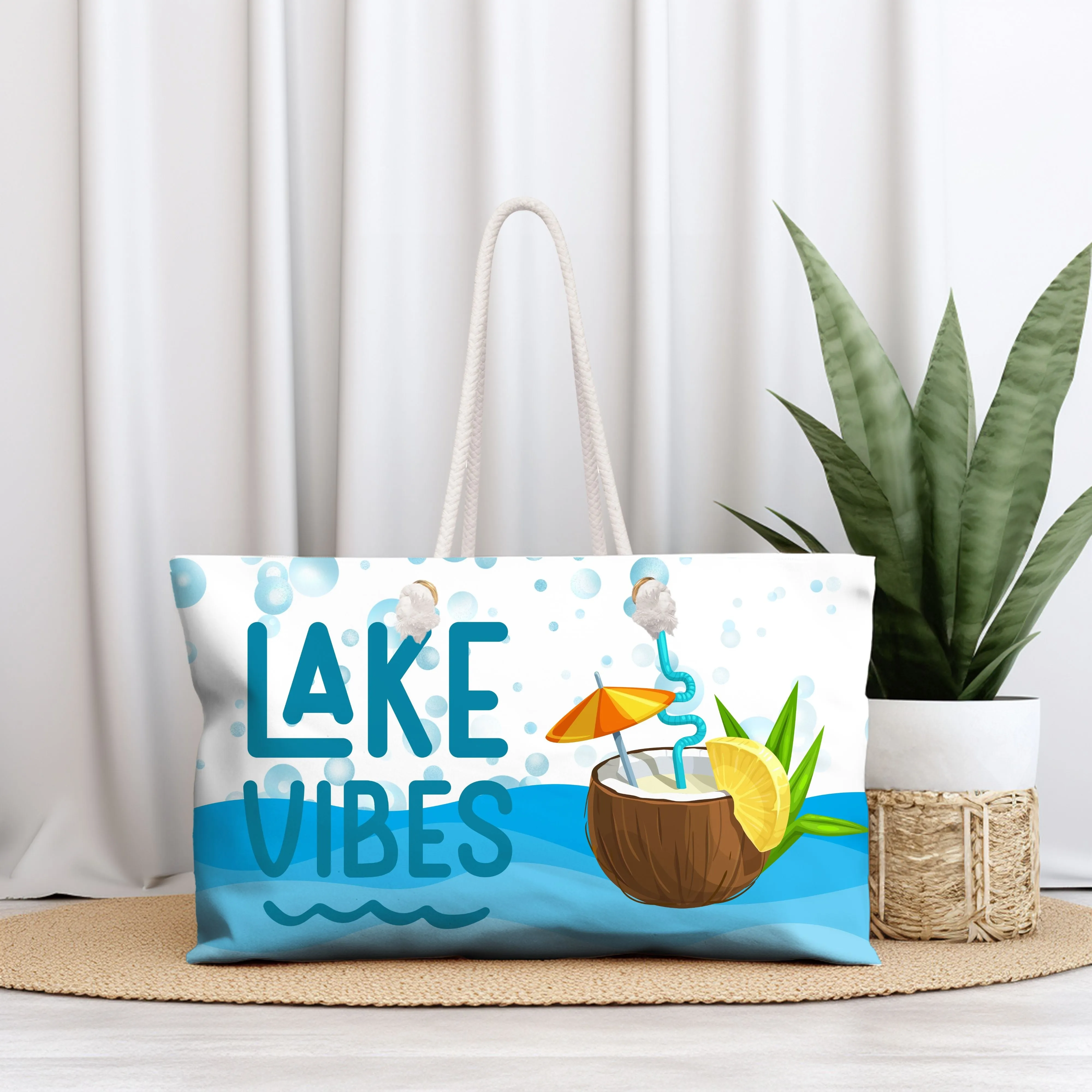 Canvas Weekender Tote Bag - Lake Vibes
