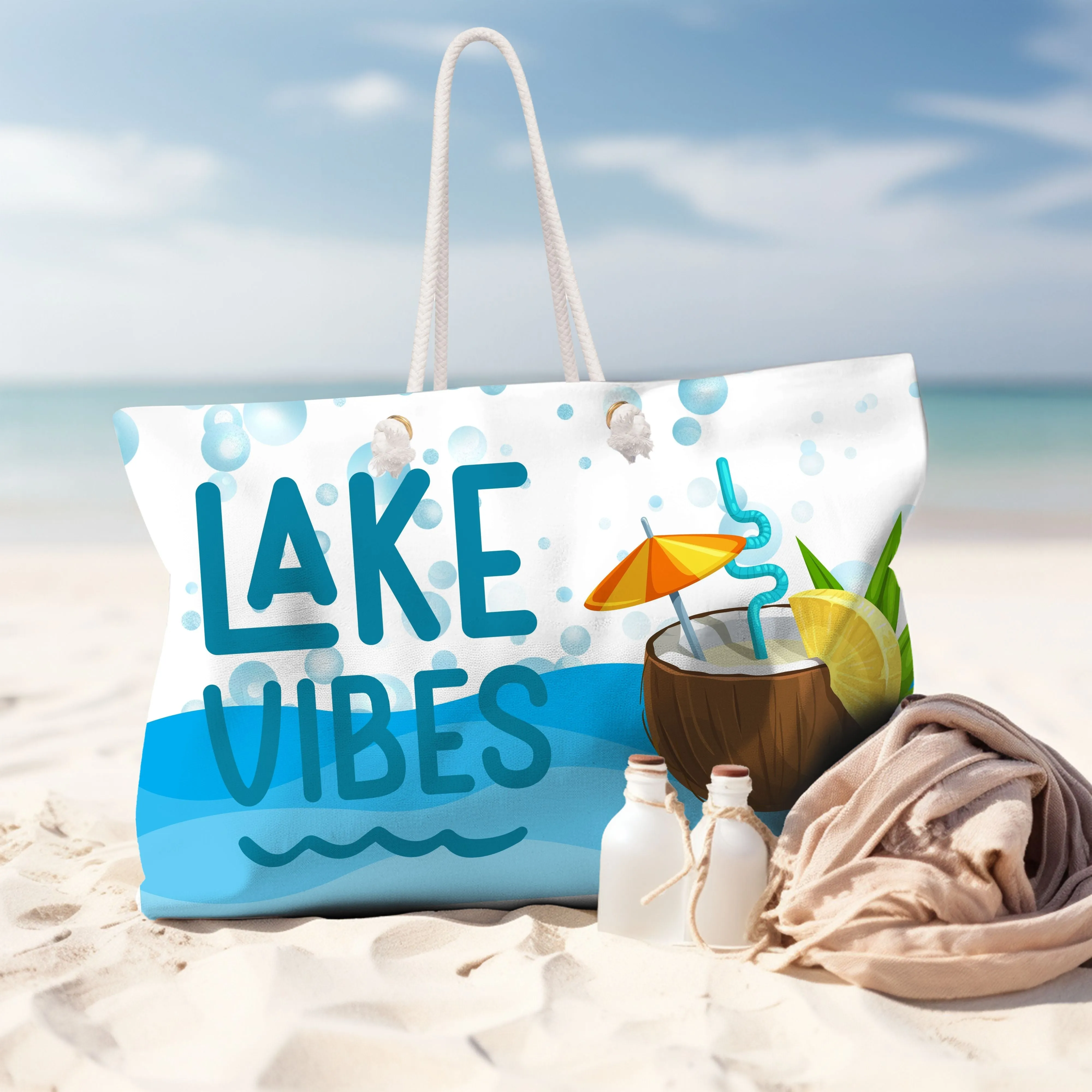 Canvas Weekender Tote Bag - Lake Vibes