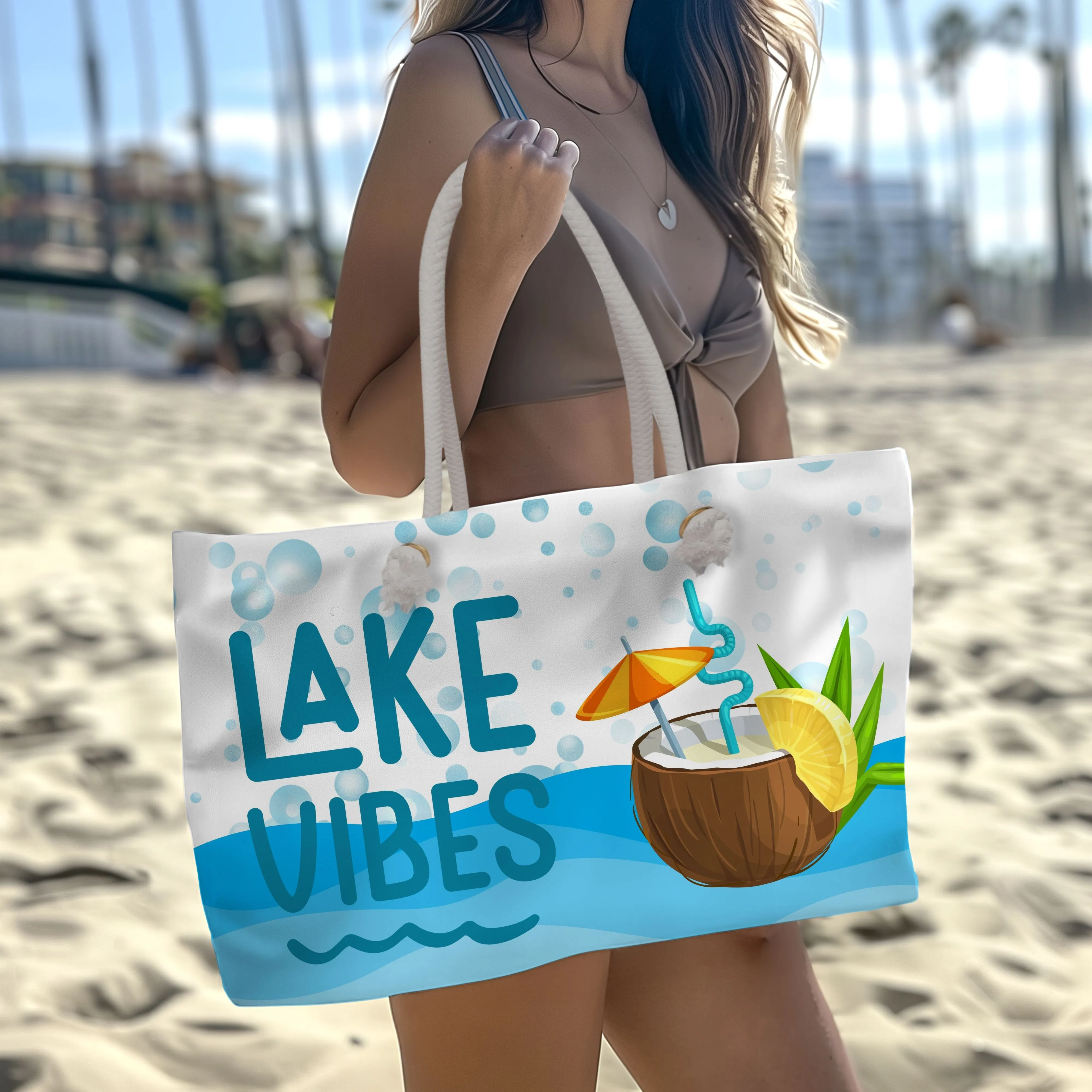 Canvas Weekender Tote Bag - Lake Vibes