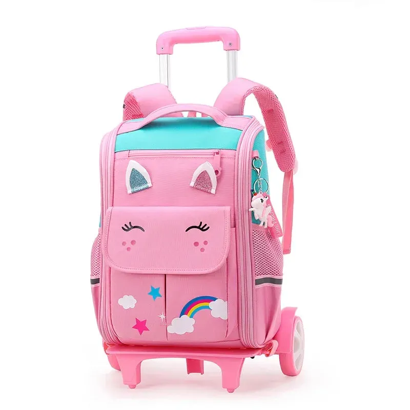 Cartoon Design High Capacity Kids Rolling School Backpack