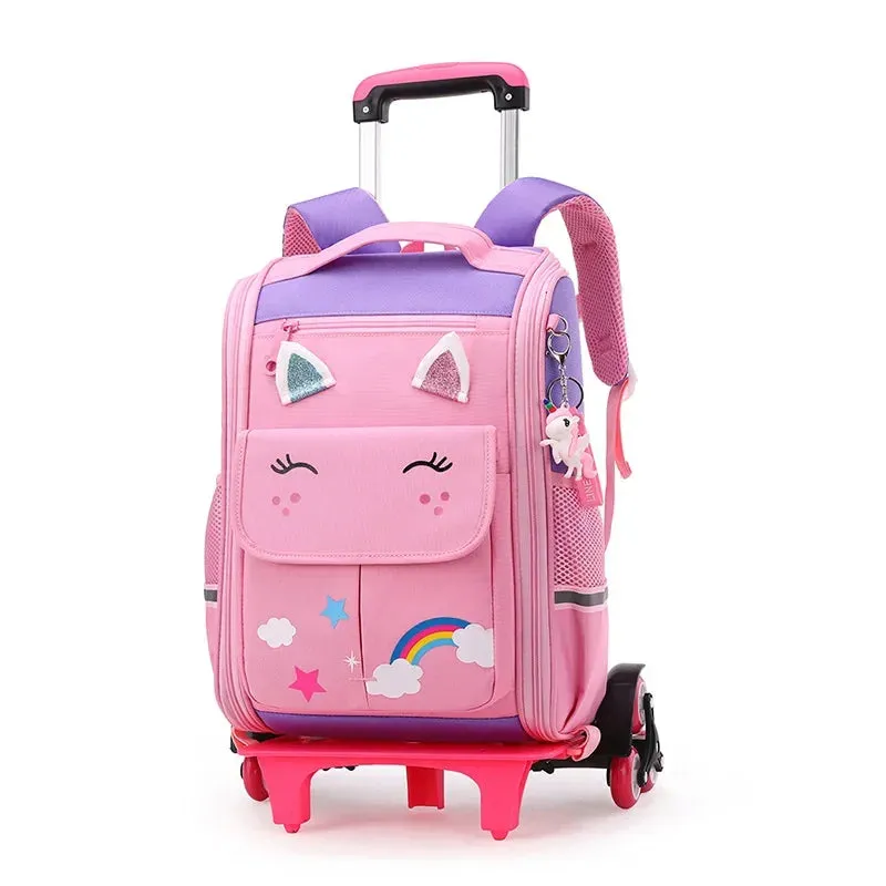 Cartoon Design High Capacity Kids Rolling School Backpack