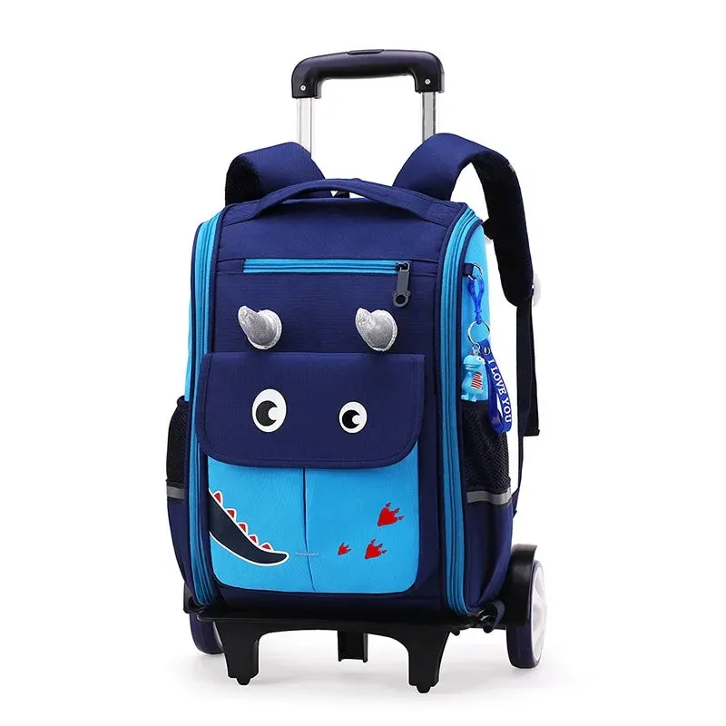 Cartoon Design High Capacity Kids Rolling School Backpack