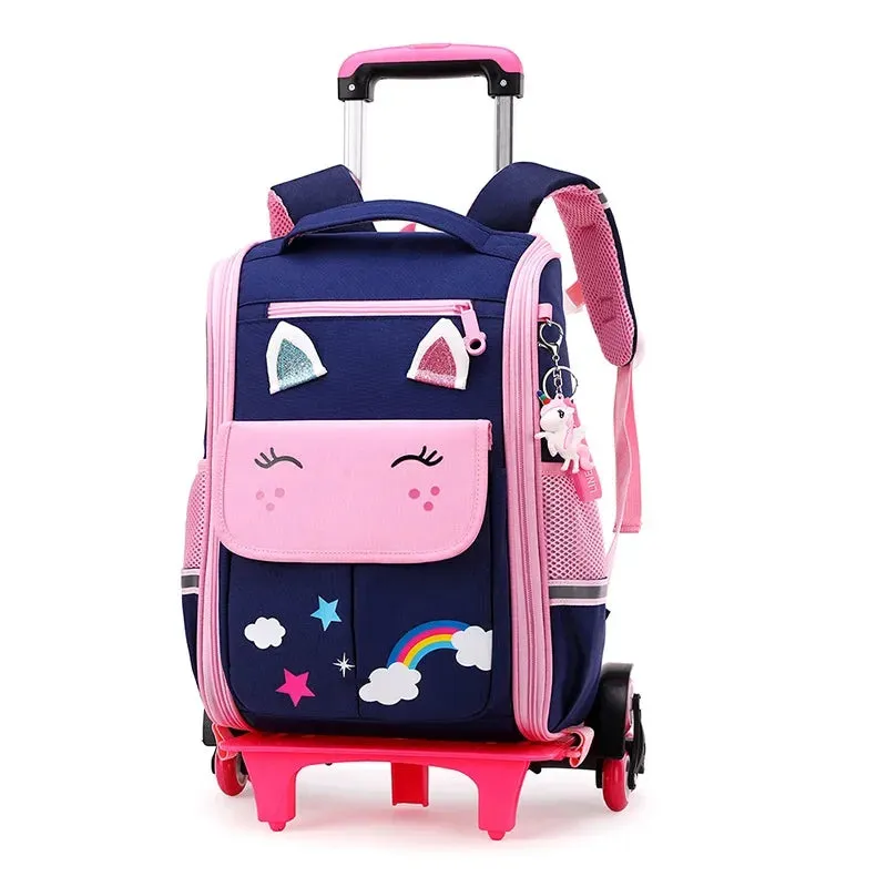 Cartoon Design High Capacity Kids Rolling School Backpack