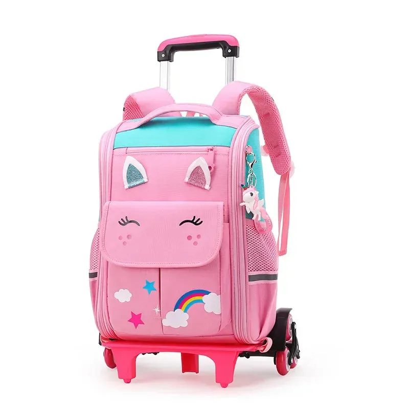 Cartoon Design High Capacity Kids Rolling School Backpack