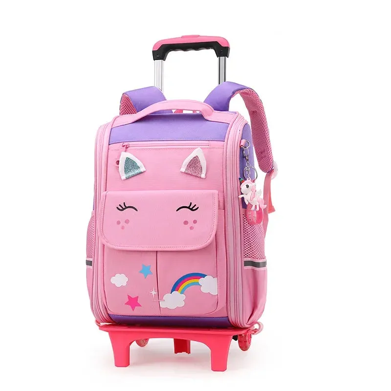 Cartoon Design High Capacity Kids Rolling School Backpack