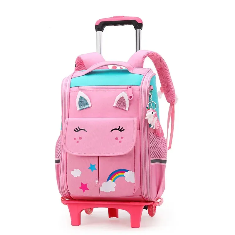 Cartoon Design High Capacity Kids Rolling School Backpack