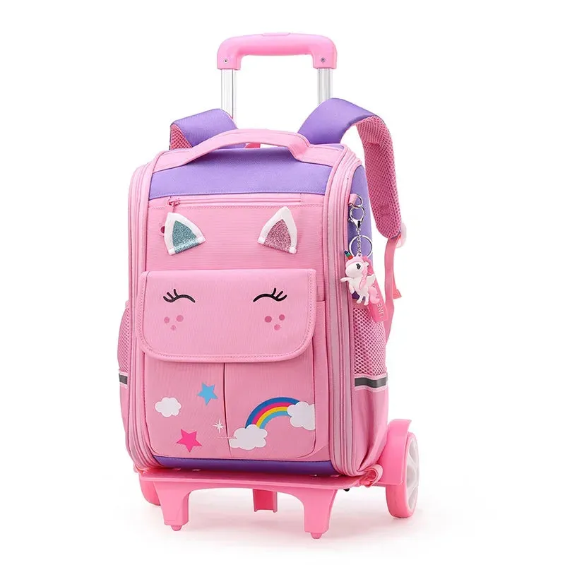 Cartoon Design High Capacity Kids Rolling School Backpack