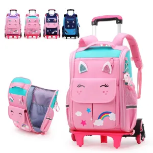 Cartoon Design High Capacity Kids Rolling School Backpack