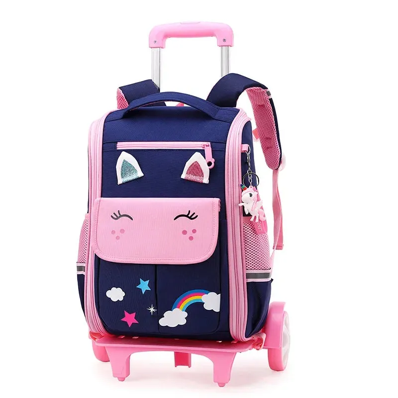 Cartoon Design High Capacity Kids Rolling School Backpack