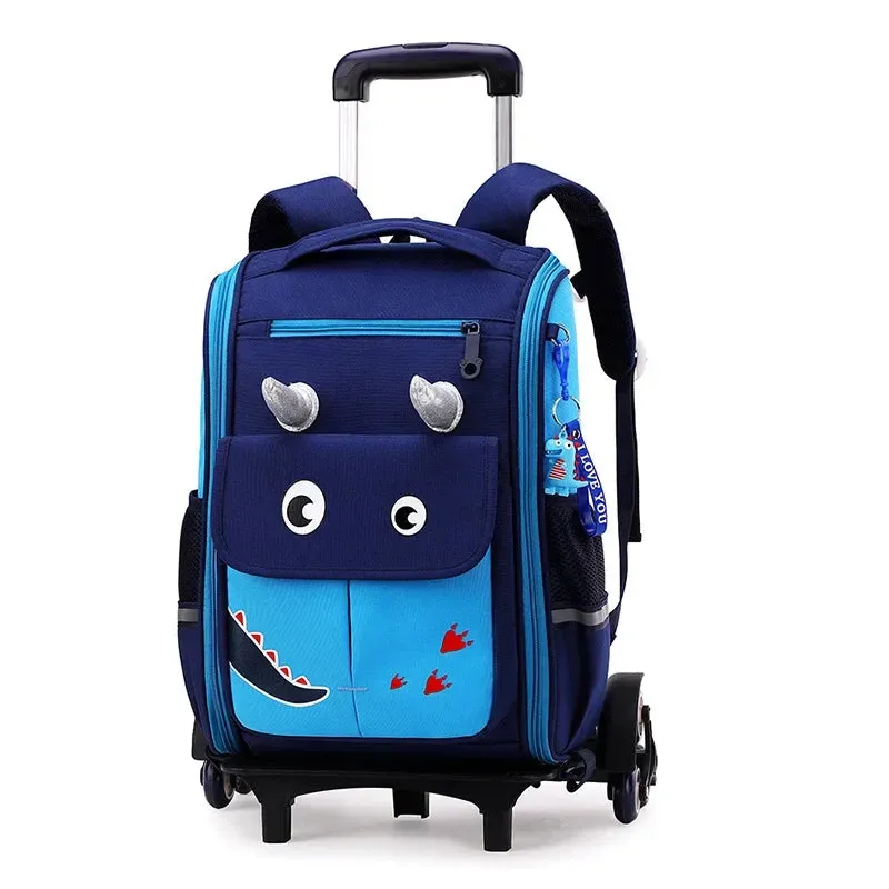 Cartoon Design High Capacity Kids Rolling School Backpack