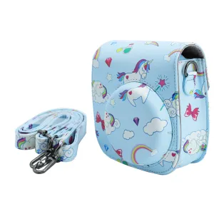 Case for Fujifilm Instax Mini 11 Case PU Leather Instant Camera Cover with Adjustable Strap- Unicorn Design